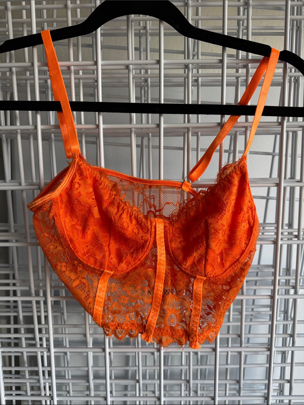 Women's Orange Lace Bralette Crop Top